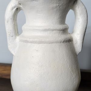 Old rustic ceramic vase with loads of charm!  Painted a lovely fresh white!